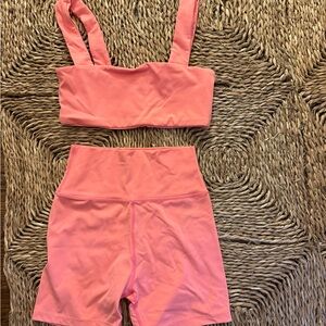 Daily Drills Coral Pink Sports Bra and Shorts Set